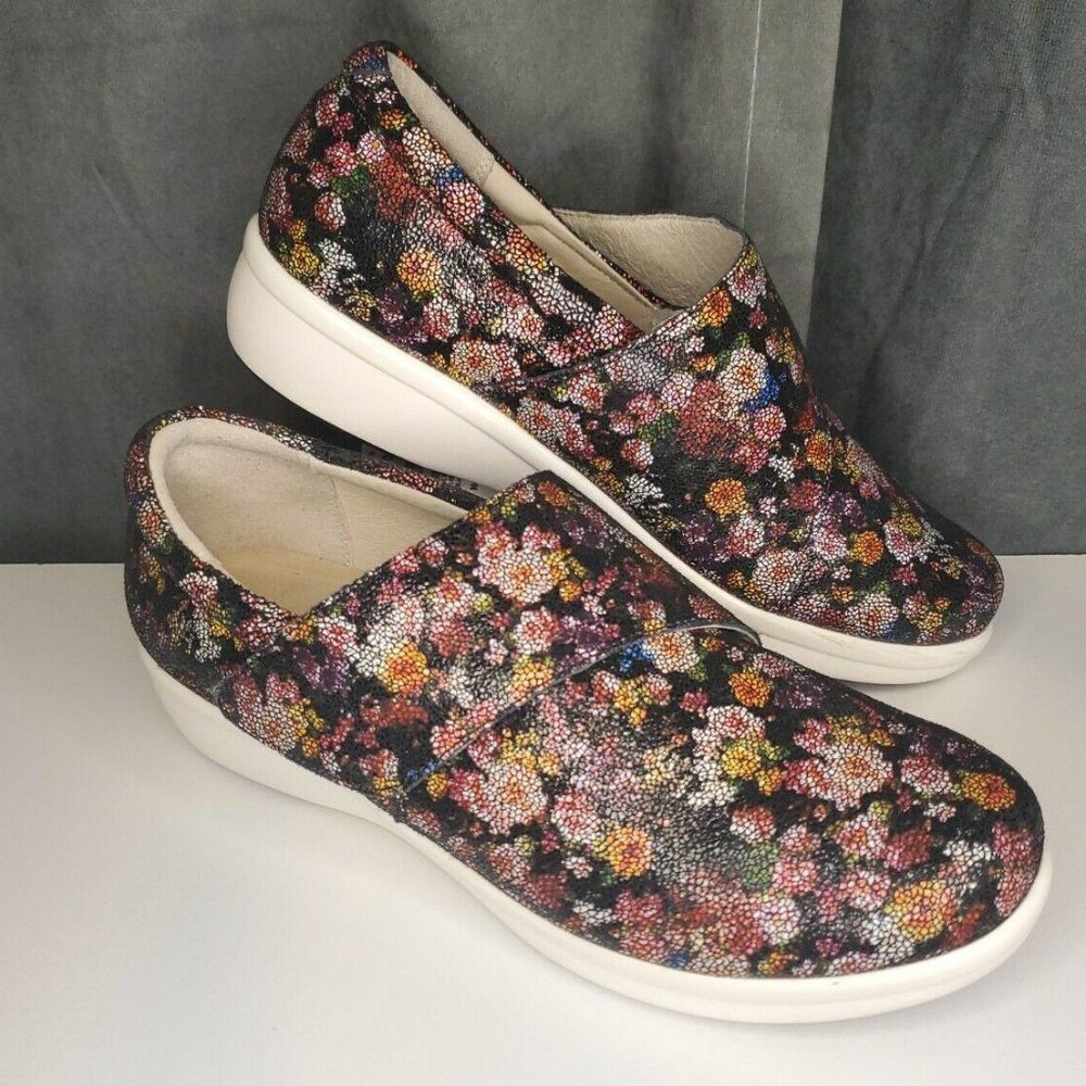 Alegria by PG Lite Women’s Slip On Shoes Sz 41 US 10 Floral Leather